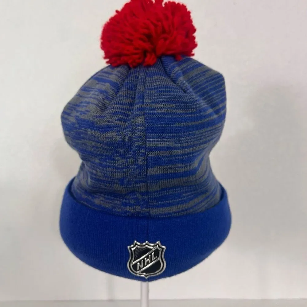 NHL New York Rangers Hockey Navy Blue with‎ Red Pom Pom Cuffed Winter Hat